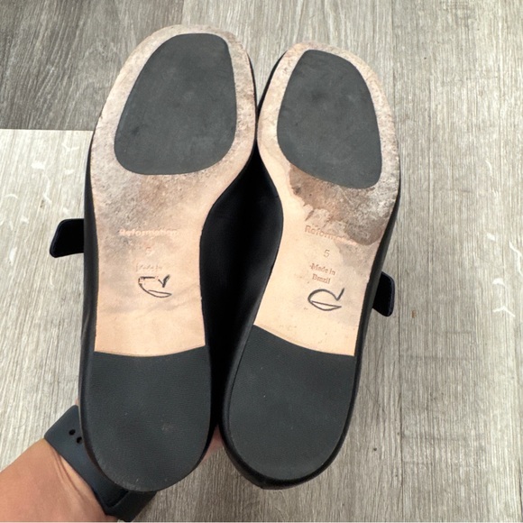 REFORMATION Black Studded Bethany Mary Jane Flat Buckle Shoes  Women's Size 5 - Picture 7 of 8